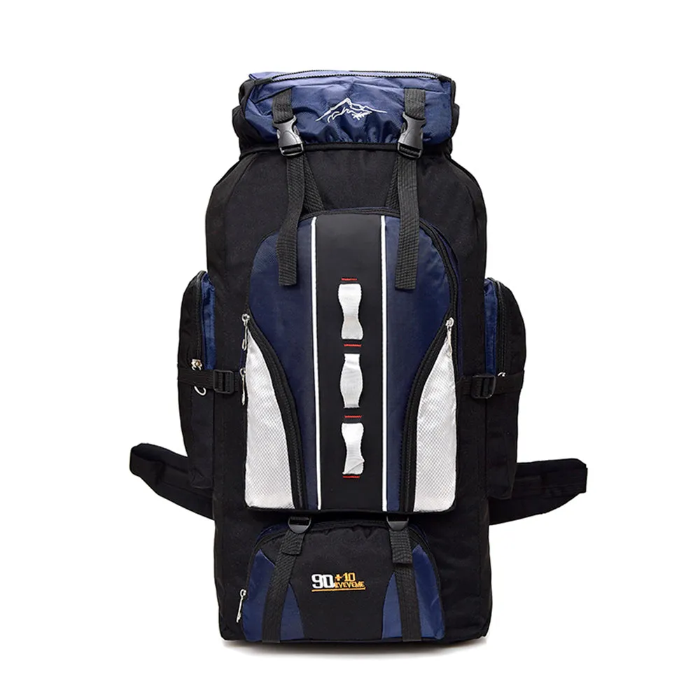 100L Outdoor Hiking Backpack Camping Traveling Rucksack Military Tactical Sport Shoulder Bag Large Capacity Dark Blue