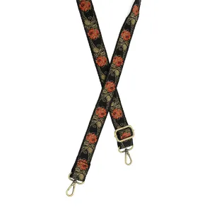 1.2" Red Climbing Rose Guitar Strap