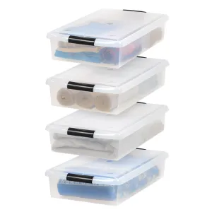 40Qt Plastic Under Bed Storage Organizer Bin 4 Pack