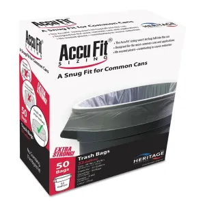 AccuFit Linear Low Density Can Liners With Accufit Sizing, 55 Gal, 0.9 Mil, 40" X 53", Clear, 50/Box - HERH8053TCRC1