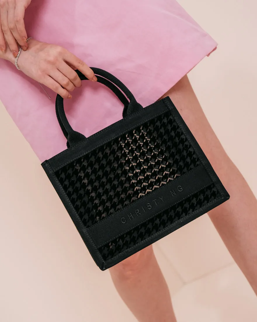 Compact Alyssa Chic Mini Houndstooth Tote Bag