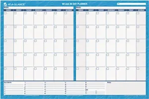 At-A-Glance 30/60-Day Format Reversible/Erasable Undated Wall Planner 48 X 32 Blue/White