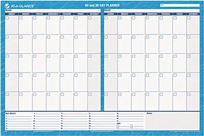 At-A-Glance 30/60-Day Format Reversible/Erasable Undated Wall Planner 48 X 32 Blue/White