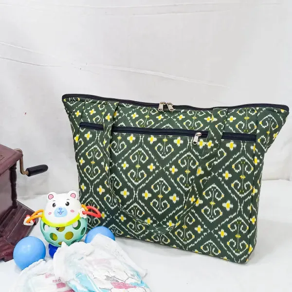 Baby Bag Diaper bag Hospital Bag Green Color with Yellow Prints.