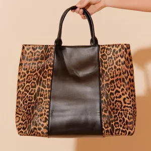 Bag - Leopard Print Contrast Tote - Last one!