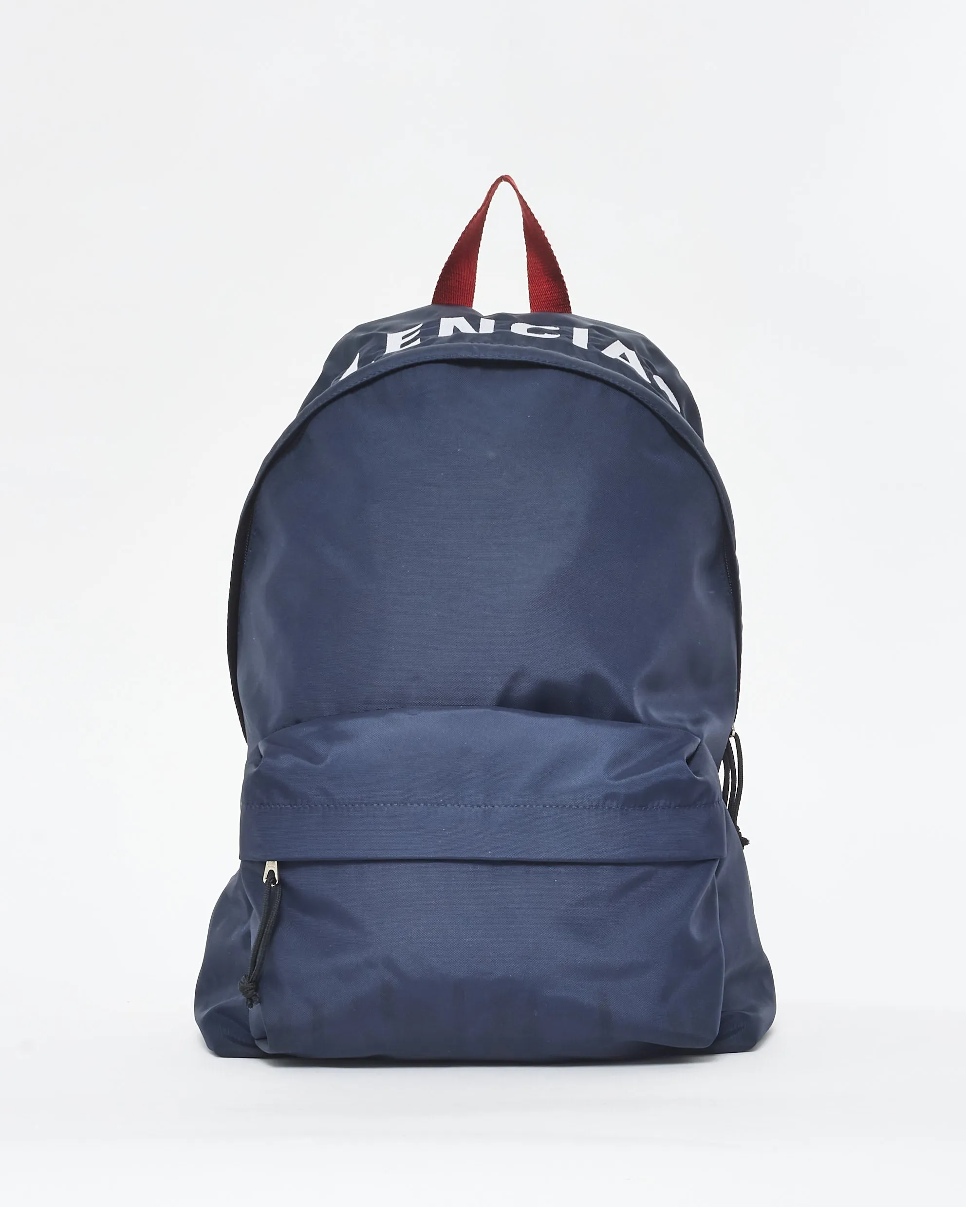 Balenciaga Navy White & Red Logo Canvas Backpack