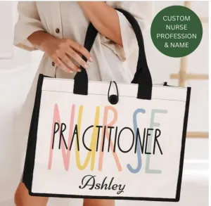 Custom Nurse Premium All-Over Print Canvas Tote Bag, Custom Nurse Gift