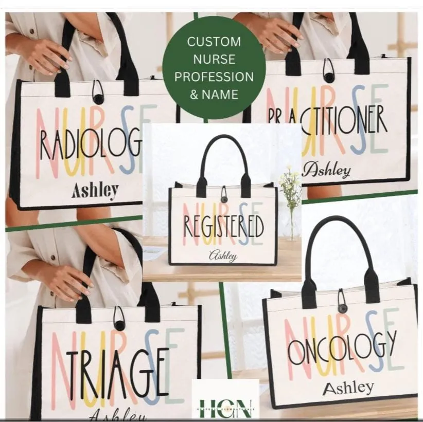 Custom Nurse Premium All-Over Print Canvas Tote Bag, Custom Nurse Gift