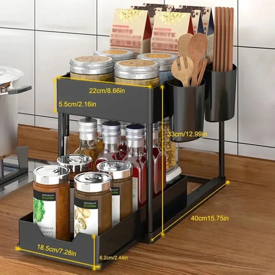 DUAL LAYERS KITCHEN SEASONING STORAGE RACK