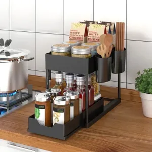 DUAL LAYERS KITCHEN SEASONING STORAGE RACK