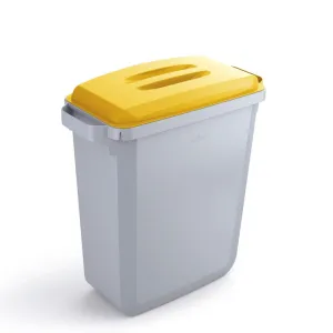 Durable DURABIN Grey Rectangular Recycling Bin   Yellow Lid | Food Safe | 60L