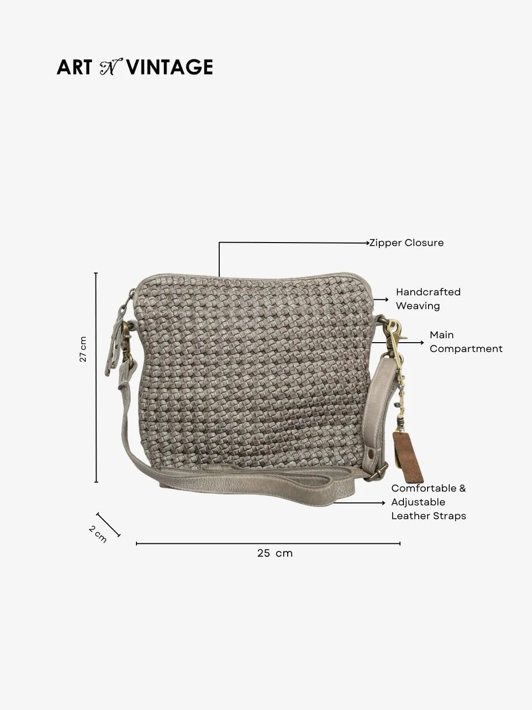 Eve: Grey Square Knot Small Crossover Bag