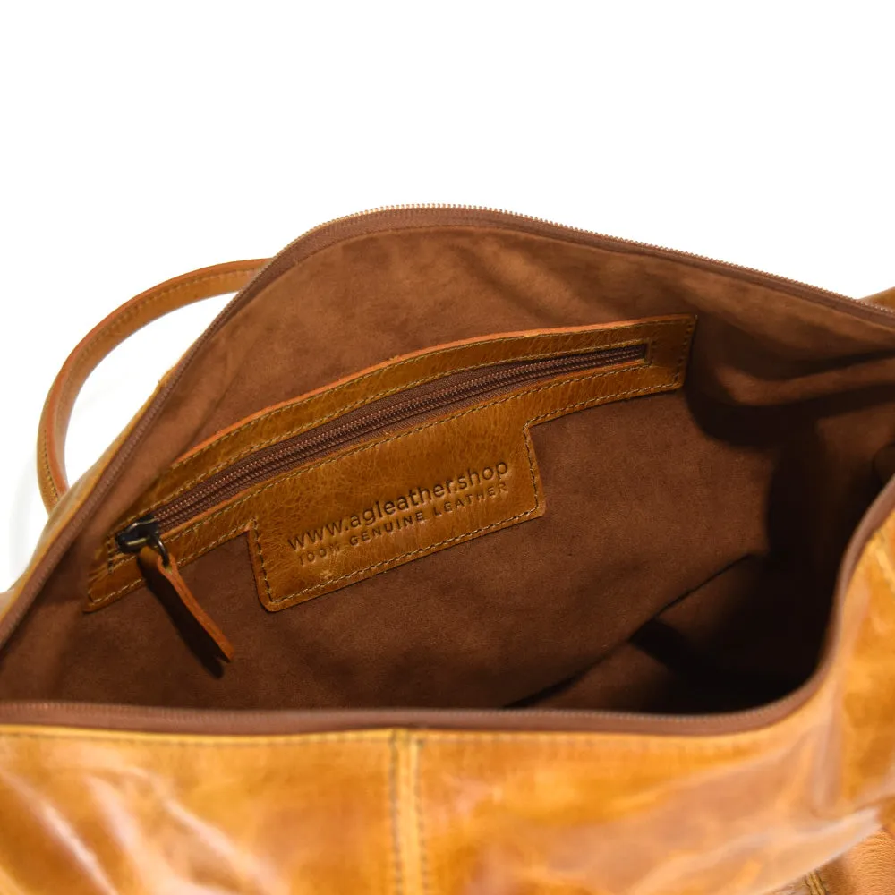 Expandable purse in Cognac Leather - FINAL SALE - no exchange