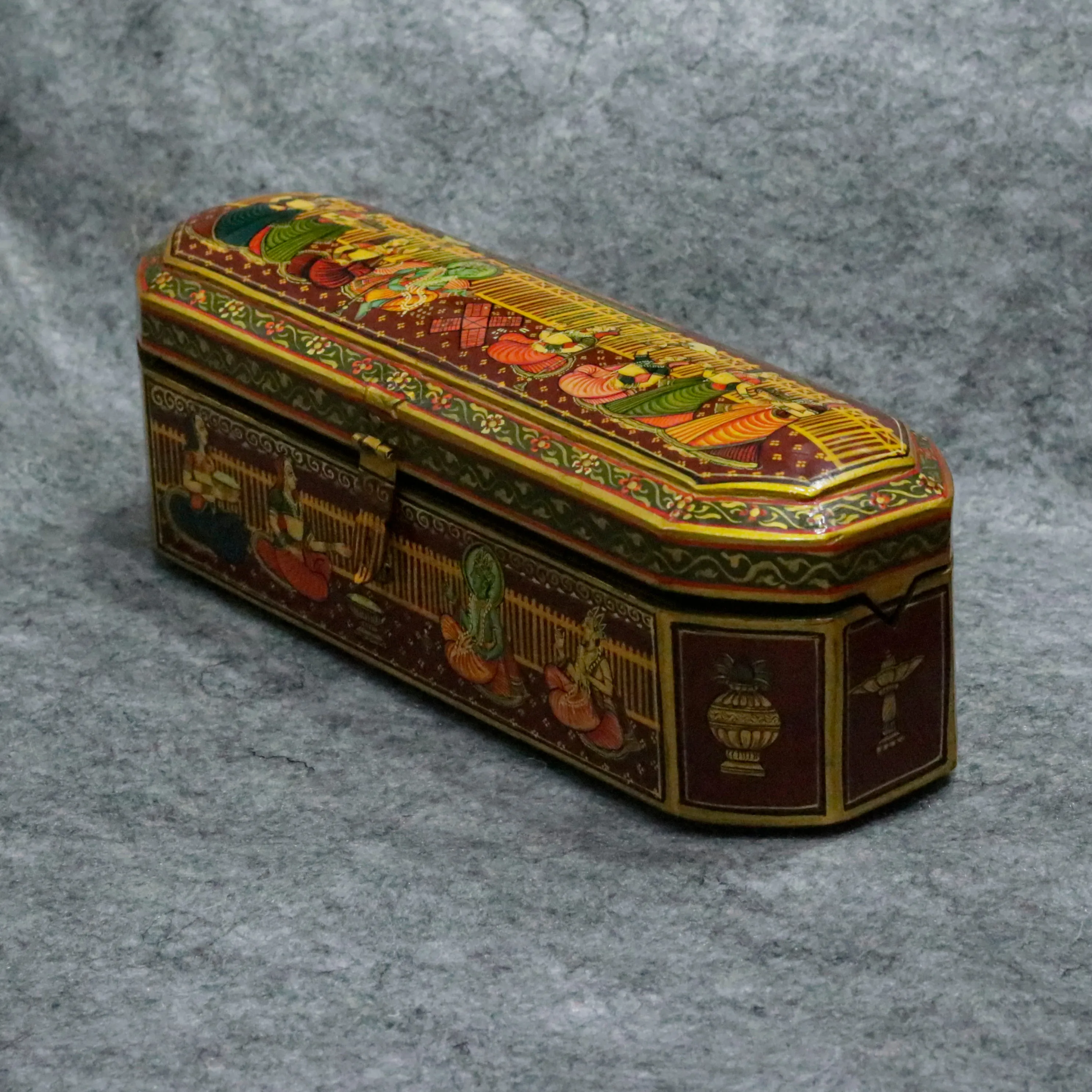 Hand Painted indian folk traditional jeweler box with multiple slot