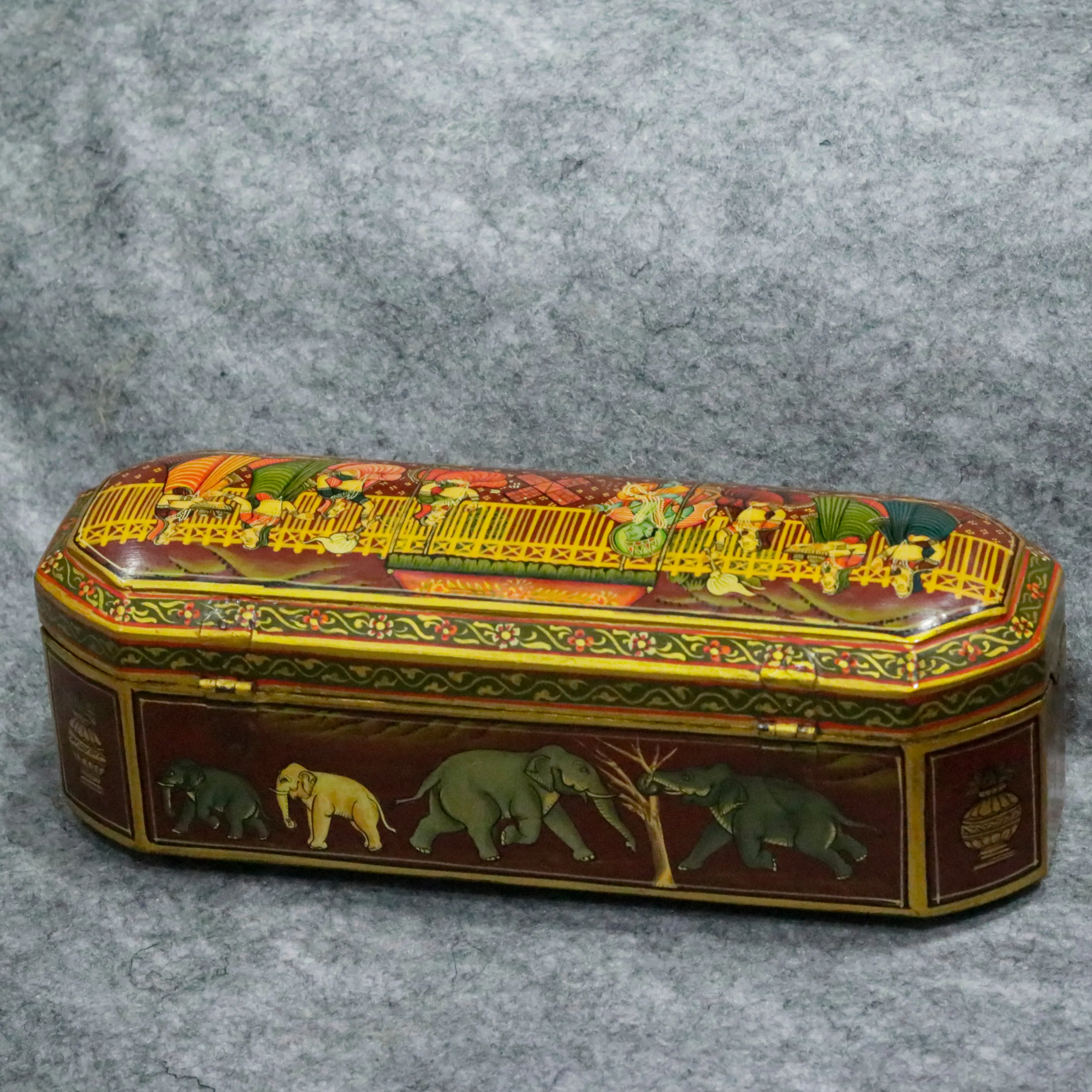 Hand Painted indian folk traditional jeweler box with multiple slot