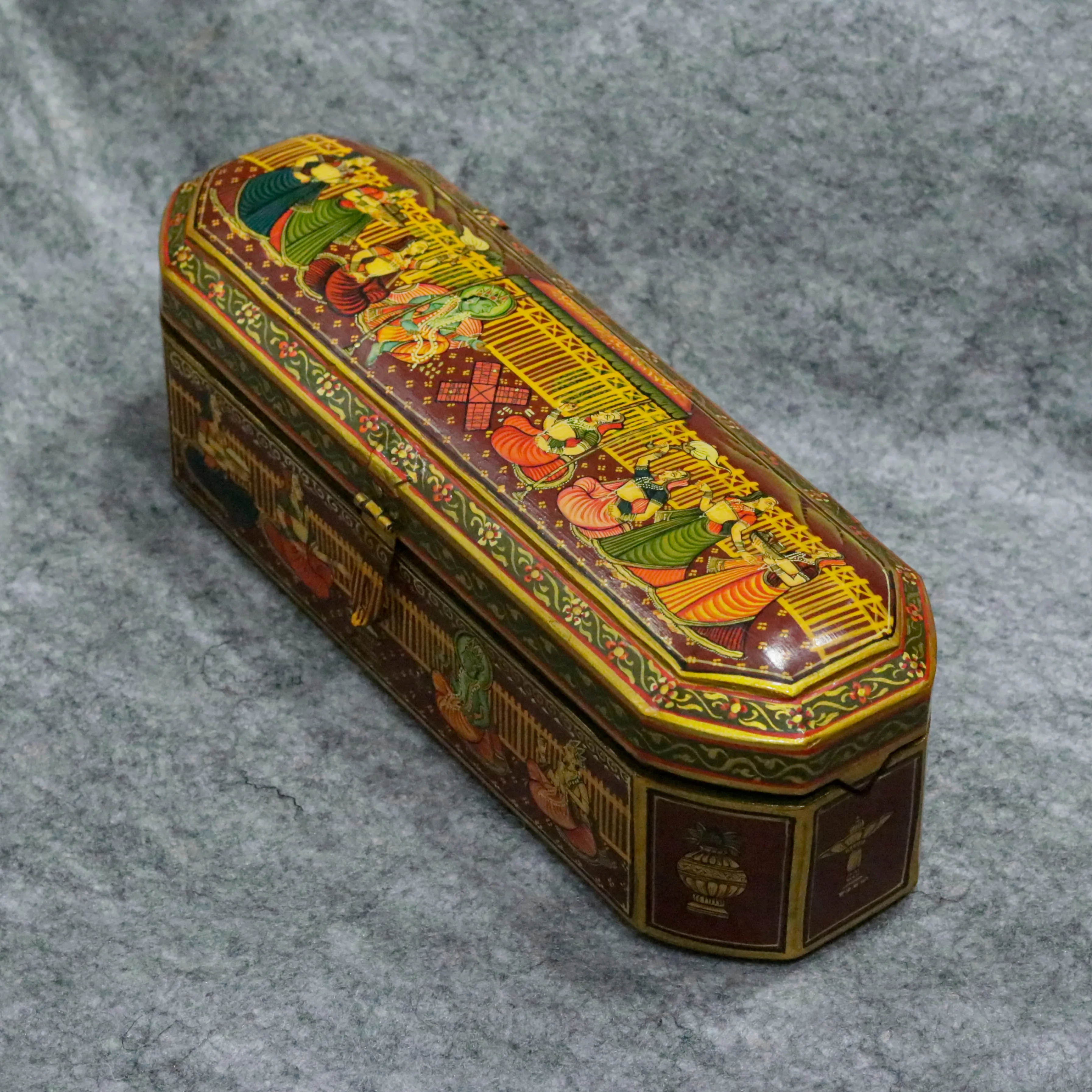 Hand Painted indian folk traditional jeweler box with multiple slot