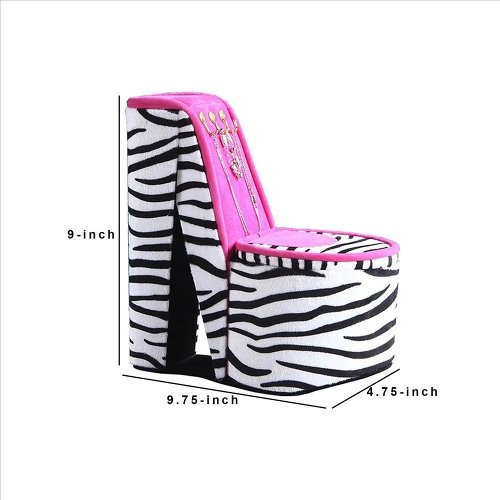 High Heel Zebra Shoe Jewelry Box with 3 Hooks, Multicolor By Casagear Home