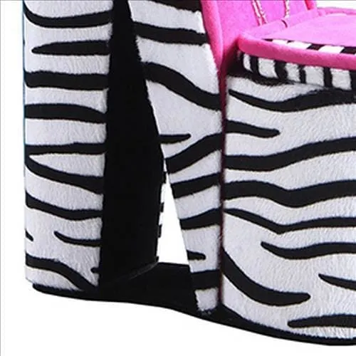 High Heel Zebra Shoe Jewelry Box with 3 Hooks, Multicolor By Casagear Home