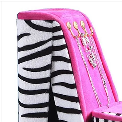 High Heel Zebra Shoe Jewelry Box with 3 Hooks, Multicolor By Casagear Home