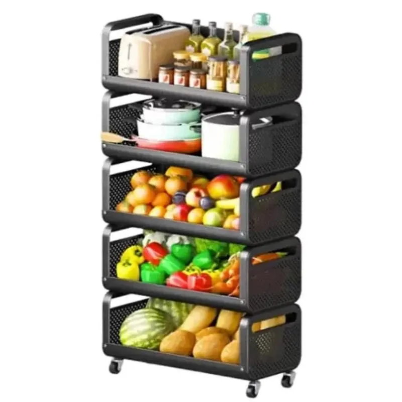 Iron Black Trolley Basket 5 Layer