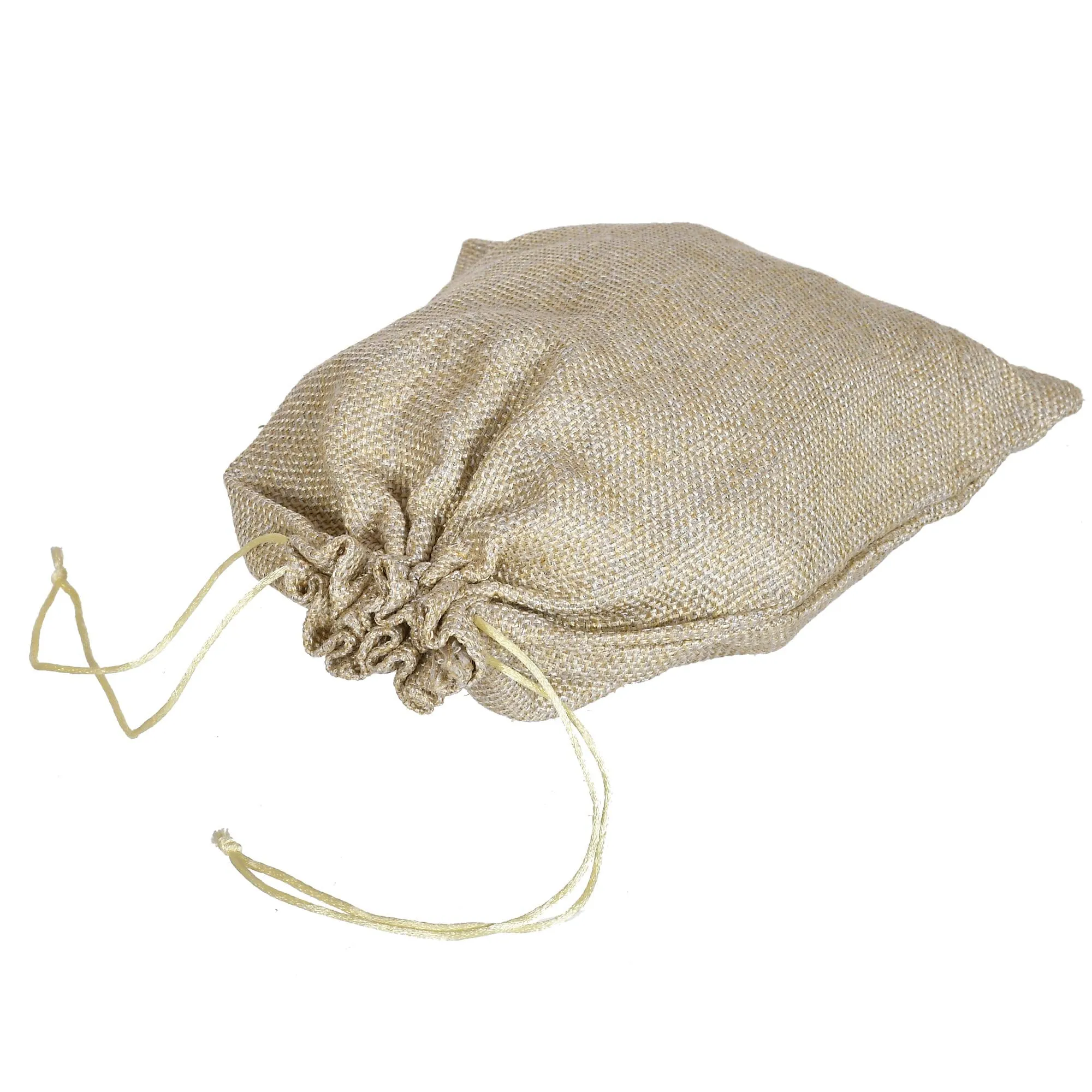 Kuber Industries Jute Large Size Potli Gift Bags Wedding Hessian Jute Large Size Bags Linen Jewelry Pouches with Drawstring for Birthday, Party, Wedding Favors-Pack of 2 (Gold)