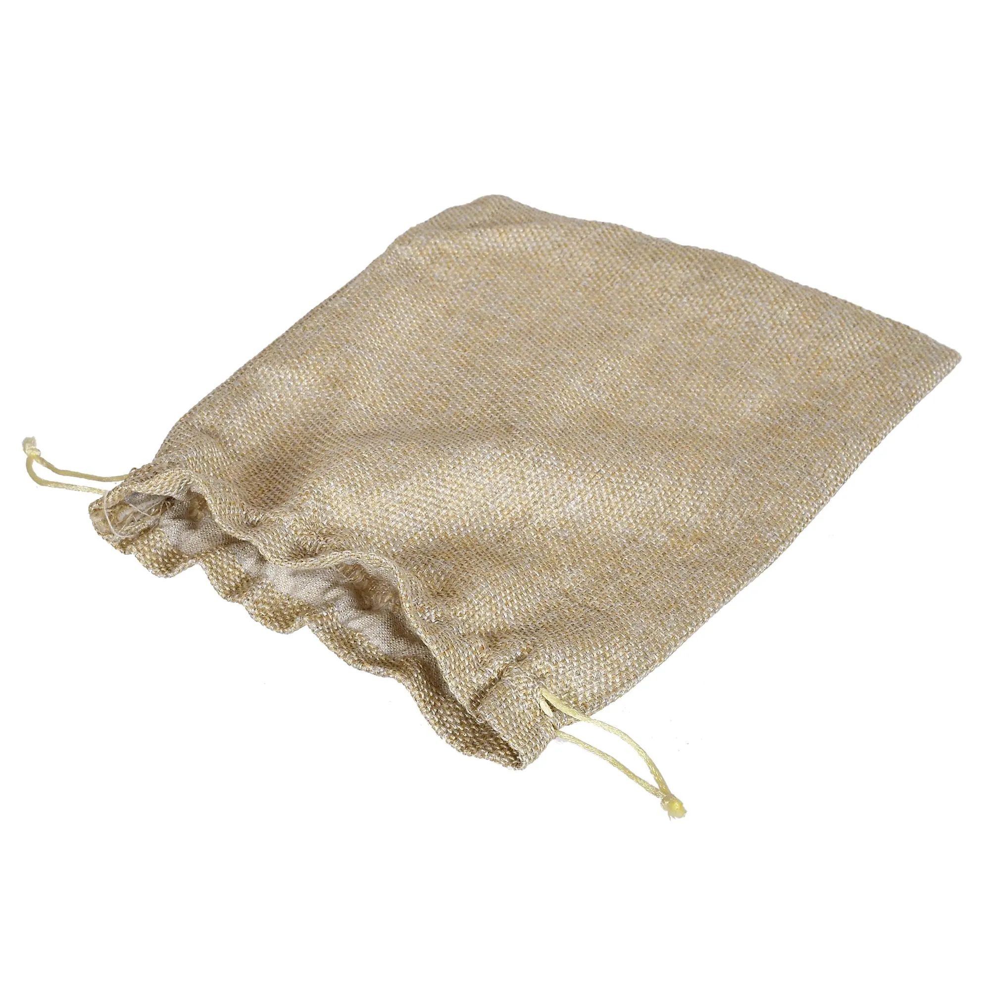 Kuber Industries Jute Large Size Potli Gift Bags Wedding Hessian Jute Large Size Bags Linen Jewelry Pouches with Drawstring for Birthday, Party, Wedding Favors-Pack of 2 (Gold)