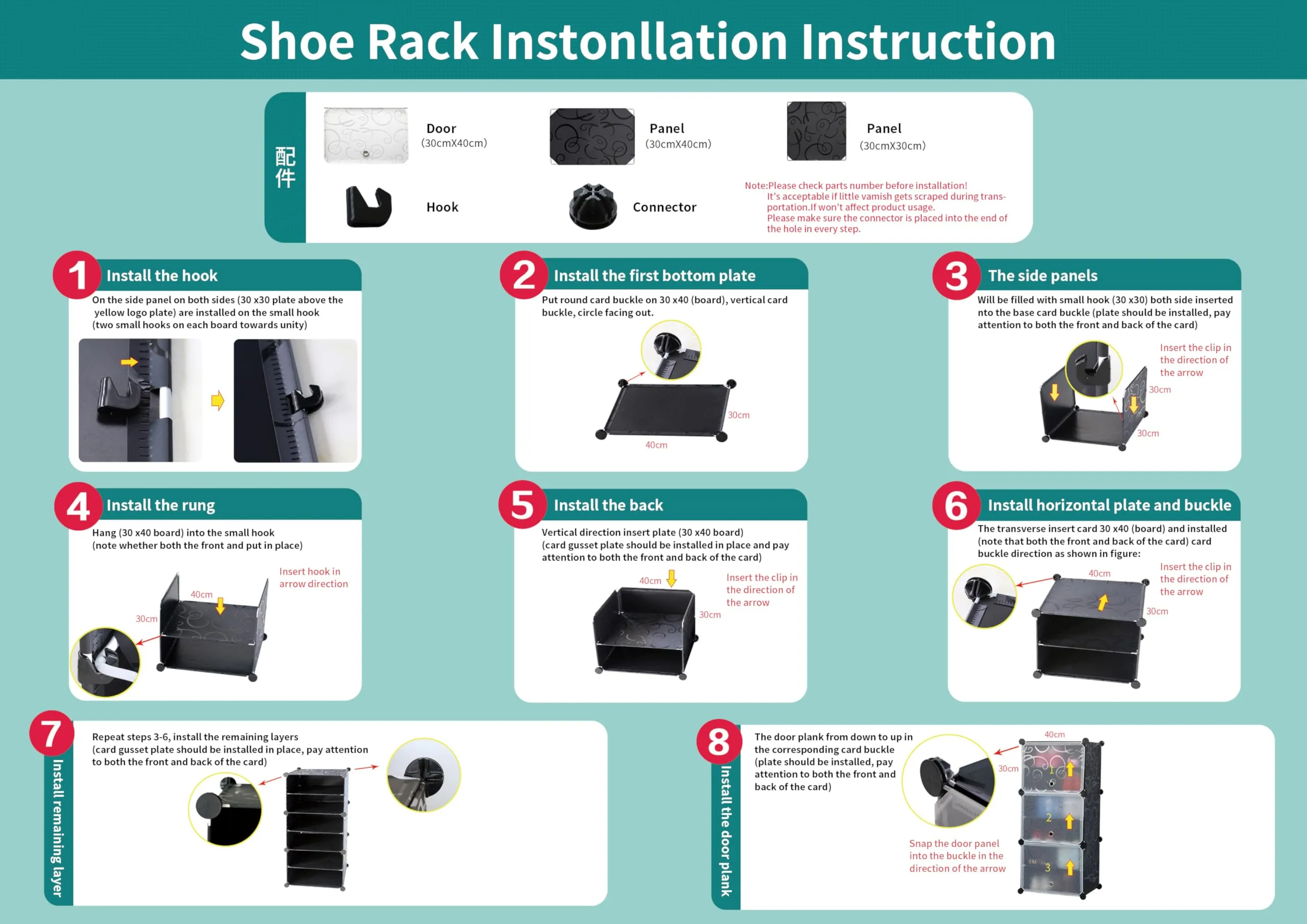 Kuber Industries Pack of 3 Shoes Cabinet | 10-Tier Foldable Shoe Rack Organizer for Closet | Plastic Shoe Shelf Collapsible Shoes Storage Box | Easy Assembly Shoe Cabinet with Lids | JL1C10TBK |Black