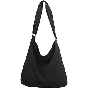 Lify Women's Retro Large Size Canvas Shoulder Bag Hobo Crossbody Handbag Casual Tote - 1 Piece (Black)