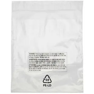 Lip & Tape Self Sealing Suffocation Warning Bags 10 x 12 x 1.5 mil