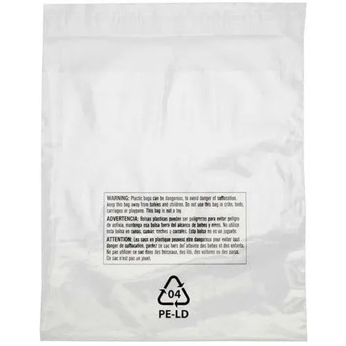 Lip & Tape Self Sealing Suffocation Warning Bags 10 x 12 x 1.5 mil