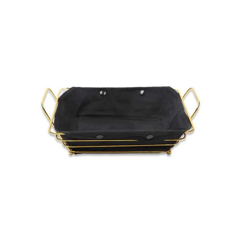 Metal Square Basket With Fabric 40.5 x 26 x12cm Gold