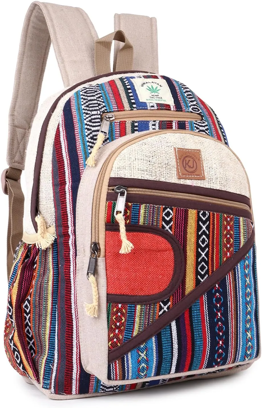 Natural Handmade Large Multi Pocket Hemp Backpack