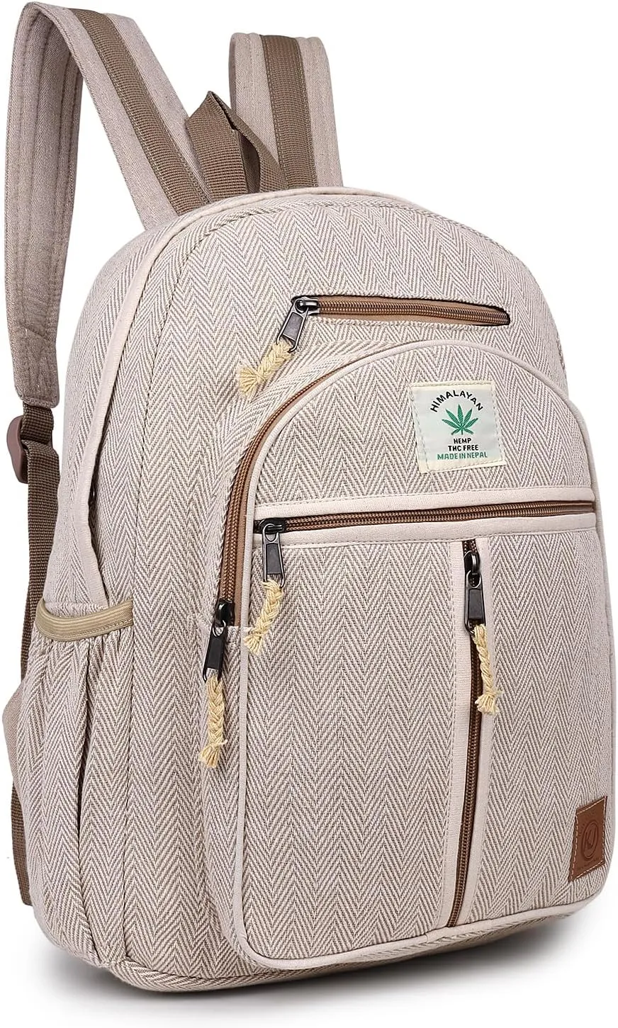 Natural Handmade Large Multi Pocket Hemp Backpack