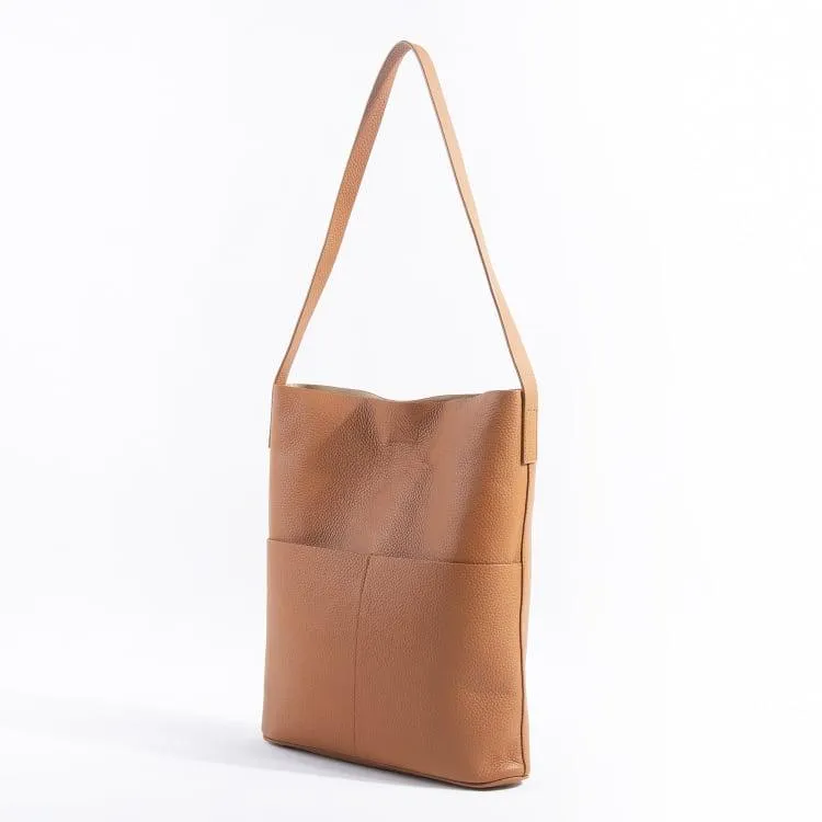 NO.2 Brown Full Grain Cow Leather Bucket Bag | Tote Bag | Shoulder Bag