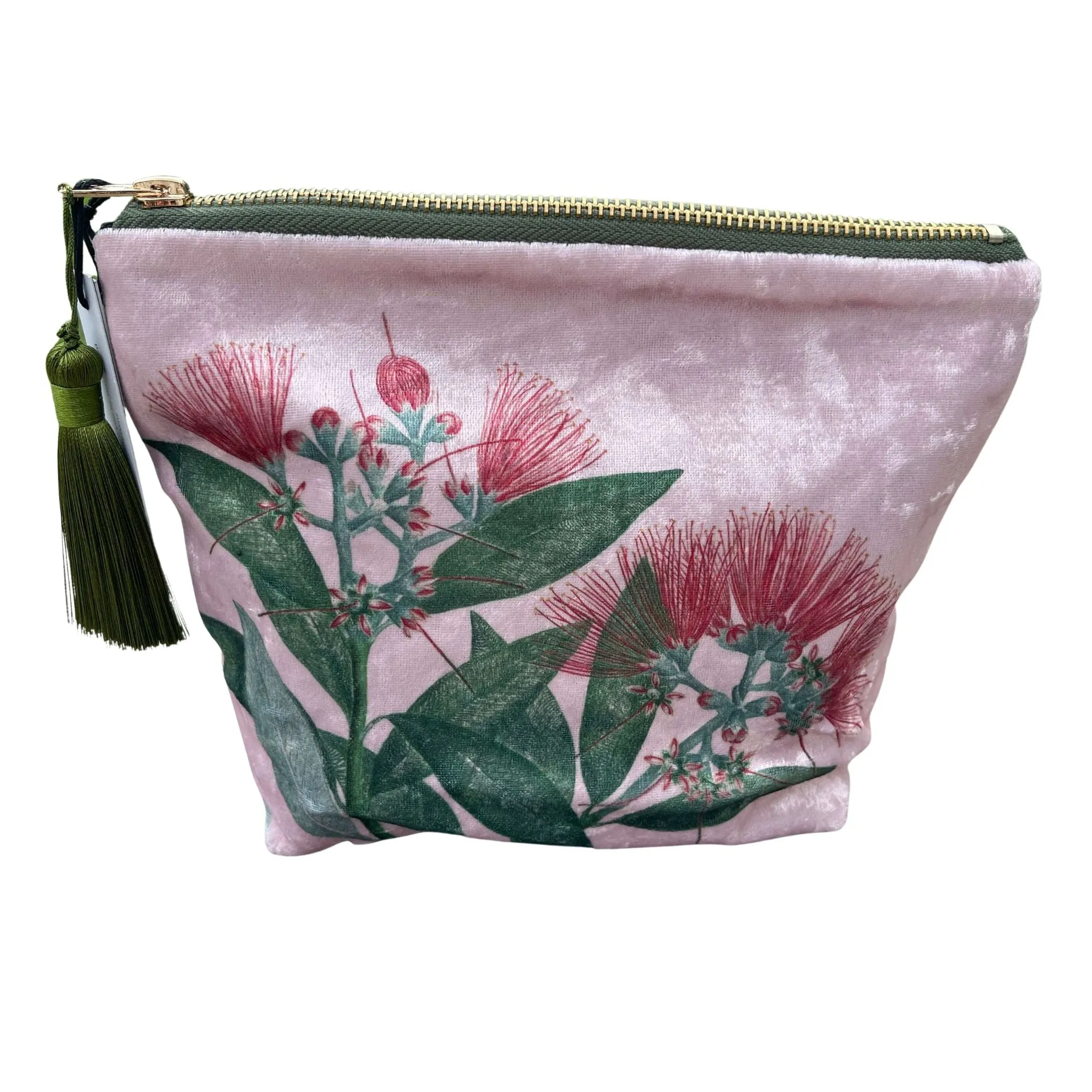 Pōhutukawa Flower Velvet Cosmetic Bag