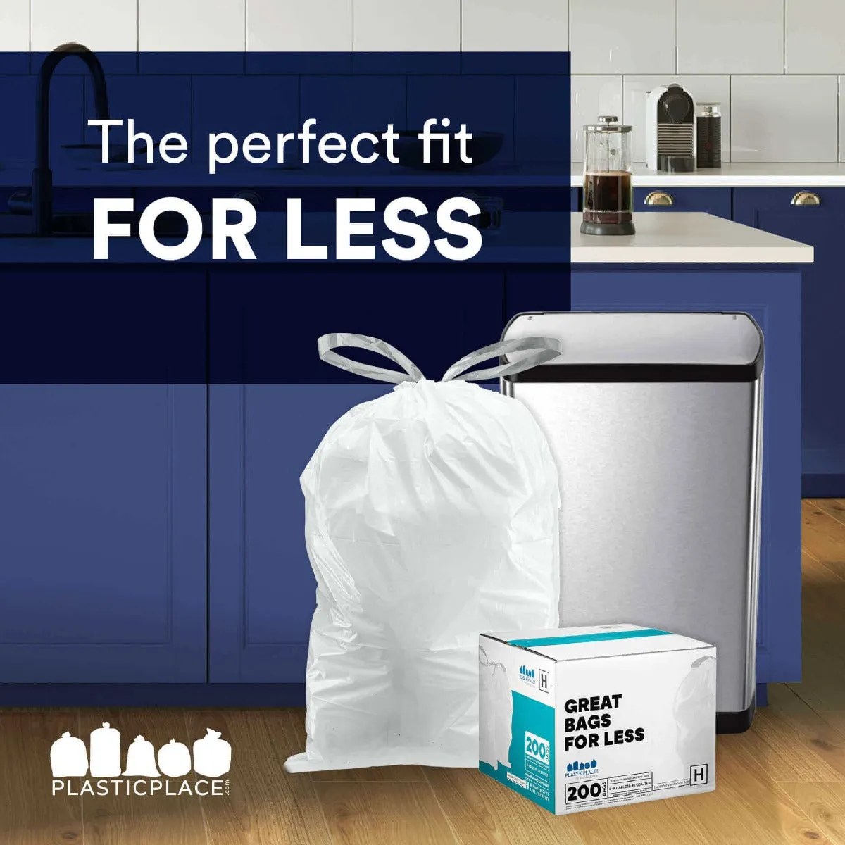 Simplehuman®* Compatible Trash Bags - Code H - 8-9 Gallon - 200/Case