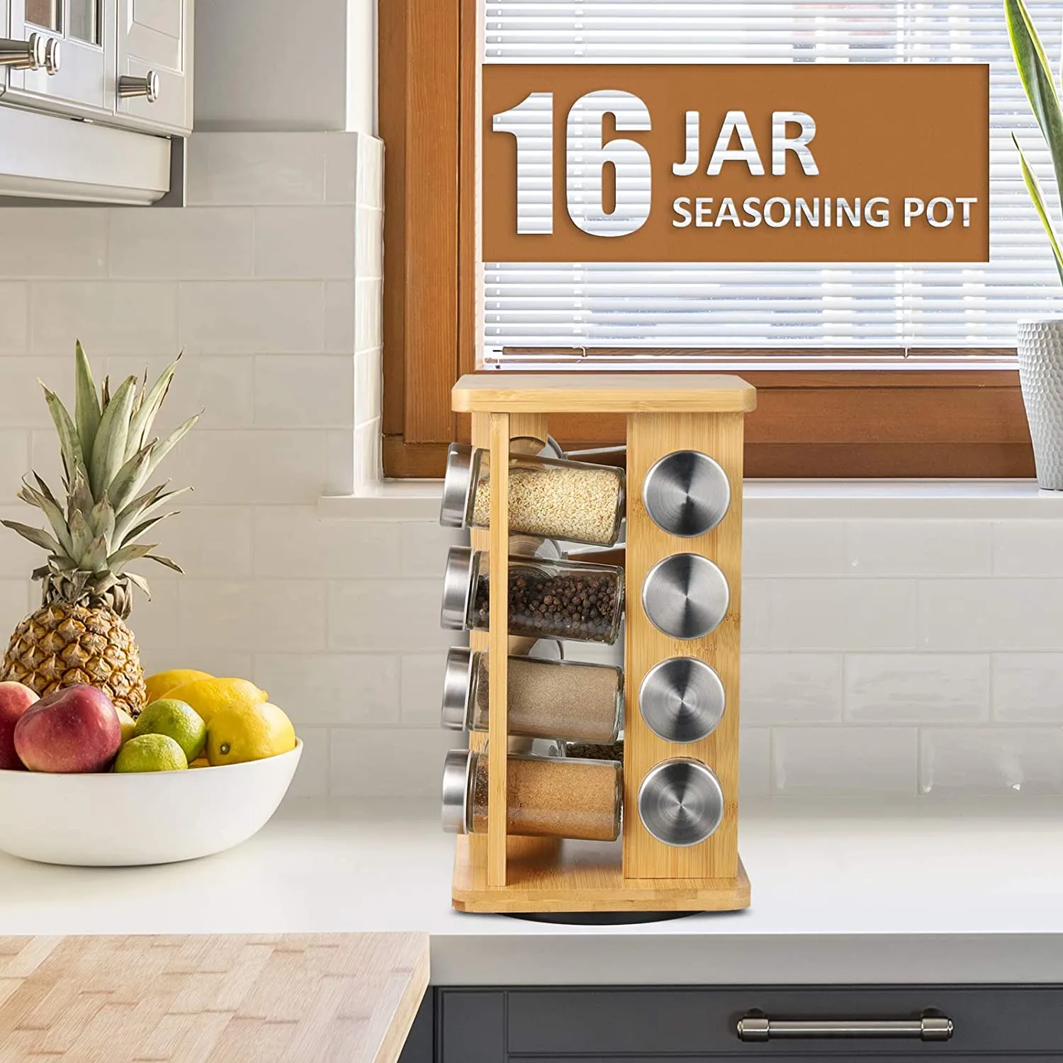 Spice Rack with 16 Jars