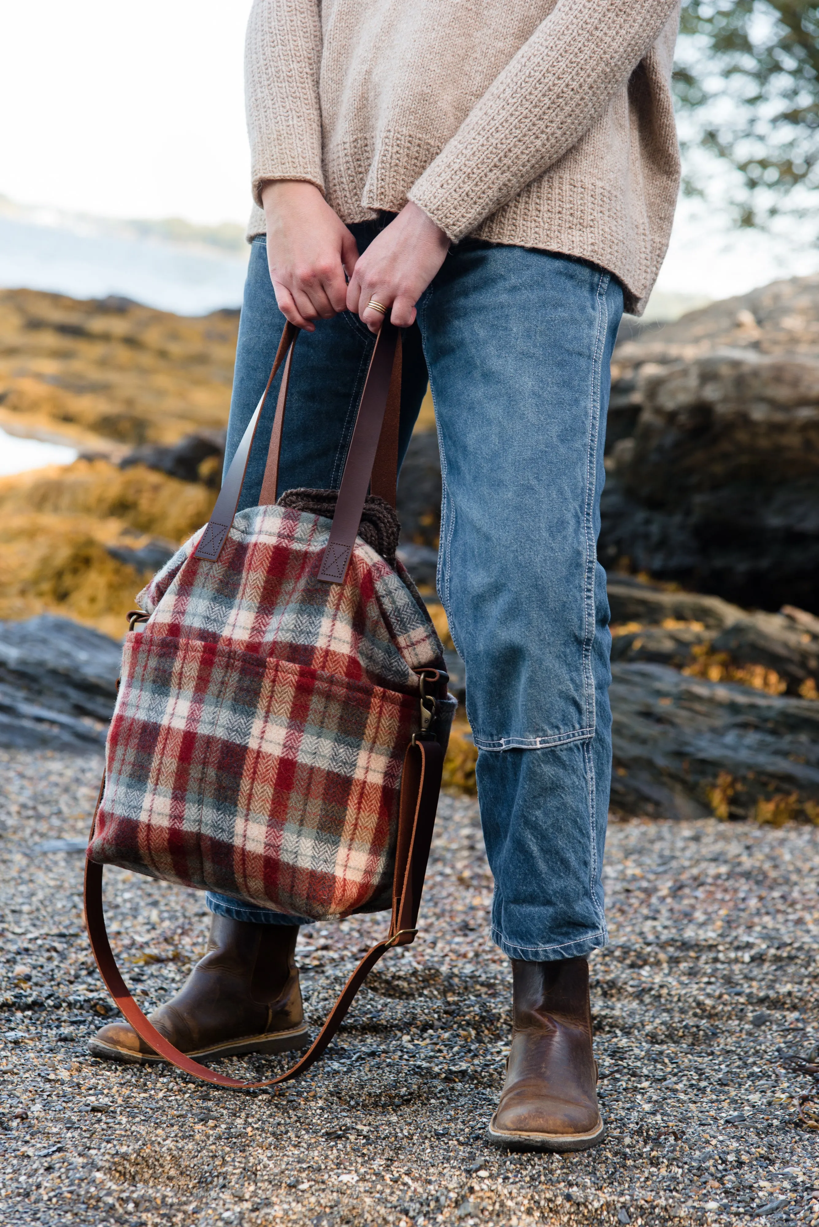 wool crossbody project tote